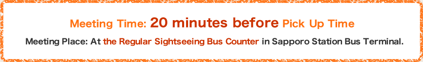 定期観光バスにご乗車の方は、当日“定期観光バス窓口”でご案内いたします。出発時刻の20分前までに必ず下記窓口までお集まりください。